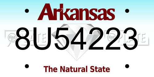 8U54223 Arkansas License Plate