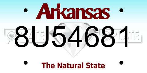 8U54681 Arkansas License Plate