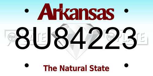8U84223 Arkansas License Plate