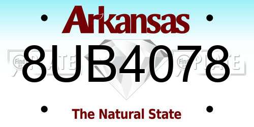 8UB4078 Arkansas License Plate
