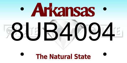 8UB4094 Arkansas License Plate
