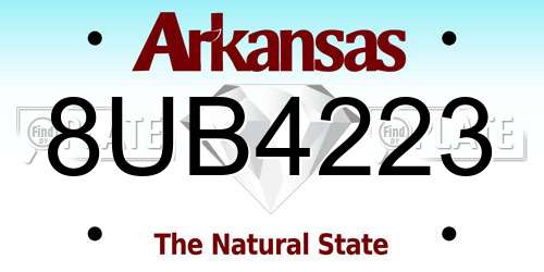 8UB4223 Arkansas License Plate