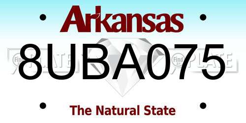8UBA075 Arkansas License Plate