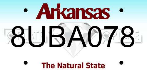 8UBA078 Arkansas License Plate