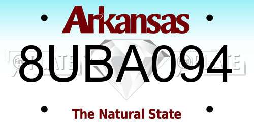 8UBA094 Arkansas License Plate