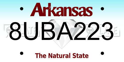 8UBA223 Arkansas License Plate