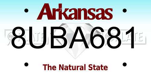 8UBA681 Arkansas License Plate