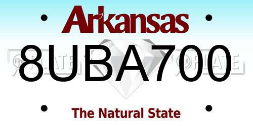 8UBA700 Arkansas License Plate