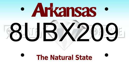 8UBX209 Arkansas License Plate