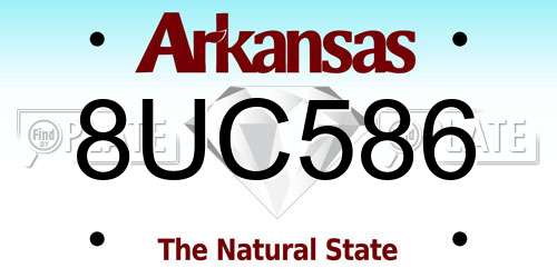 8UC586 Arkansas License Plate