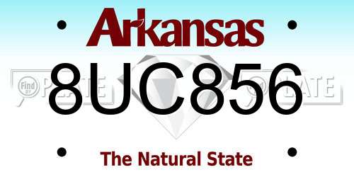 8UC856 Arkansas License Plate