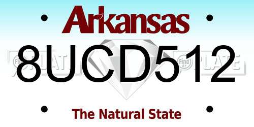 8UCD512 Arkansas License Plate