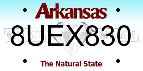 8UEX830 Arkansas License Plate