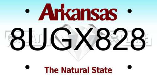 8UGX828 Arkansas License Plate