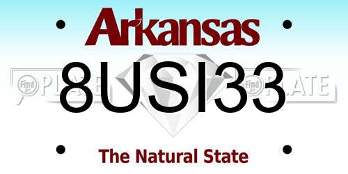 8USI33 Arkansas License Plate