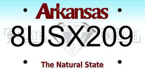 8USX209 Arkansas License Plate