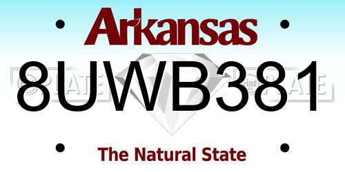 8UWB381 Arkansas License Plate