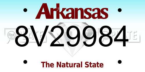 8V29984 Arkansas License Plate