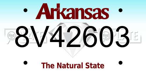8V42603 Arkansas License Plate