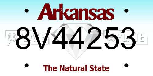 8V44253 Arkansas License Plate