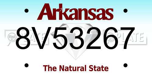 8V53267 Arkansas License Plate