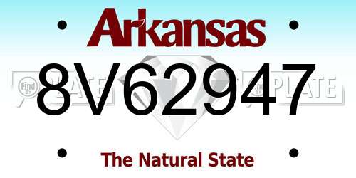 8V62947 Arkansas License Plate