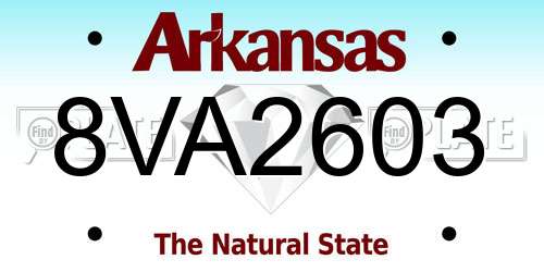 8VA2603 Arkansas License Plate
