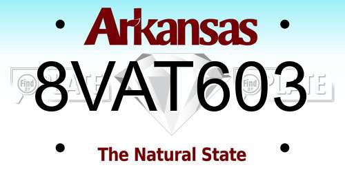 8VAT603 Arkansas License Plate