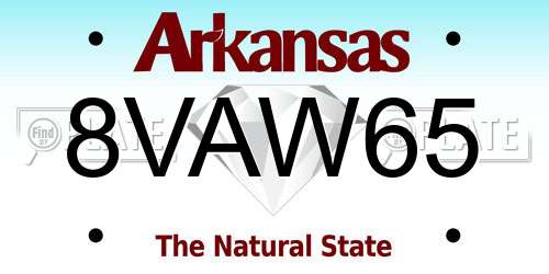 8VAW65 Arkansas License Plate