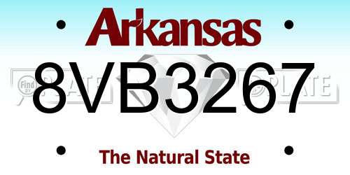 8VB3267 Arkansas License Plate