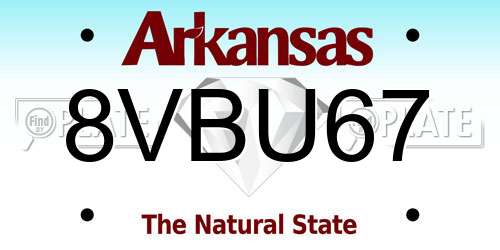 8VBU67 Arkansas License Plate