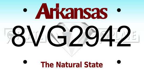 8VG2942 Arkansas License Plate