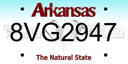 8VG2947 Arkansas License Plate