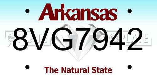 8VG7942 Arkansas License Plate