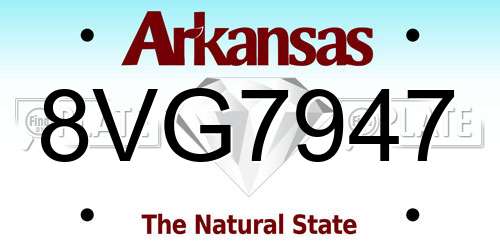 8VG7947 Arkansas License Plate