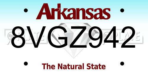 8VGZ942 Arkansas License Plate