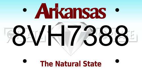 8VH7388 Arkansas License Plate