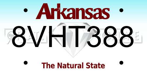 8VHT388 Arkansas License Plate