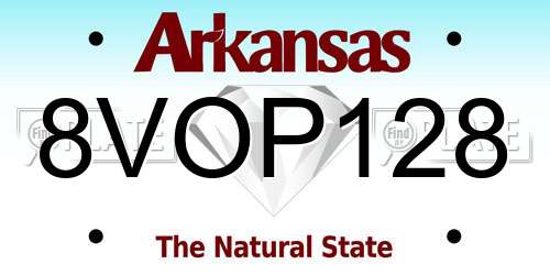8VOP128 Arkansas License Plate
