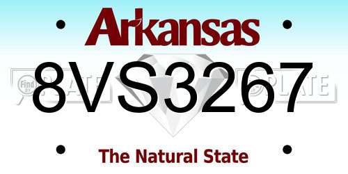 8VS3267 Arkansas License Plate