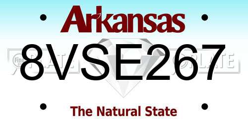 8VSE267 Arkansas License Plate
