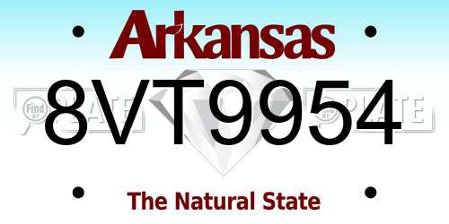 8VT9954 Arkansas License Plate