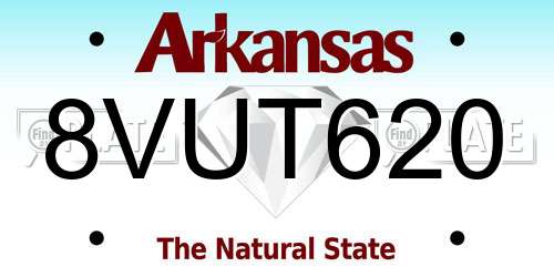 8VUT620 Arkansas License Plate