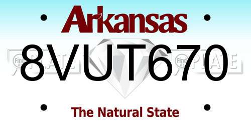 8VUT670 Arkansas License Plate