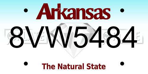 8VW5484 Arkansas License Plate