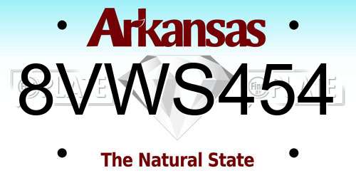 8VWS454 Arkansas License Plate