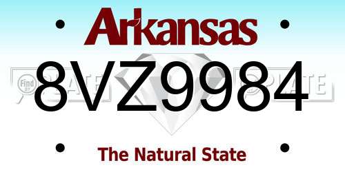 8VZ9984 Arkansas License Plate