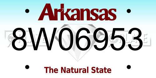8W06953 Arkansas License Plate