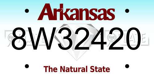 8W32420 Arkansas License Plate