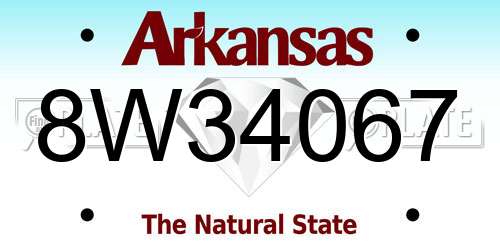 8W34067 Arkansas License Plate